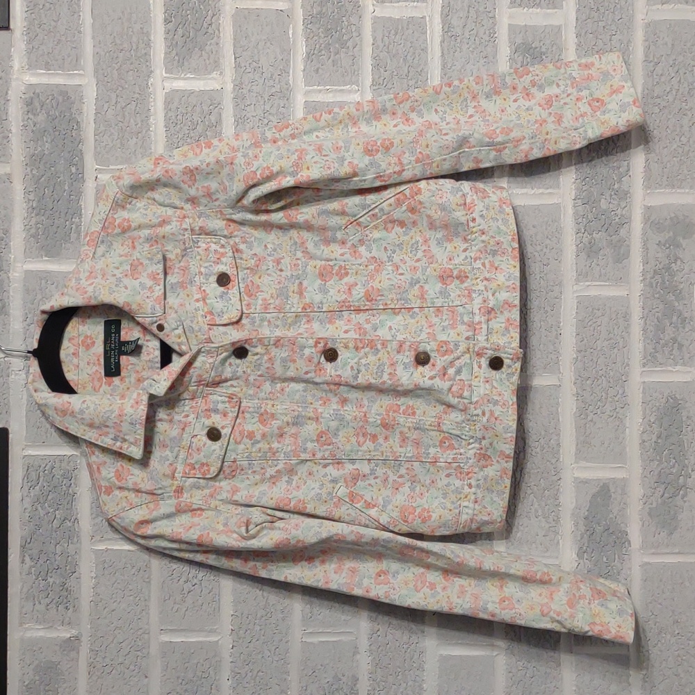 LRL Ralph Lauren Women's Colorful Floral Jean Button Down Jacket Size XS